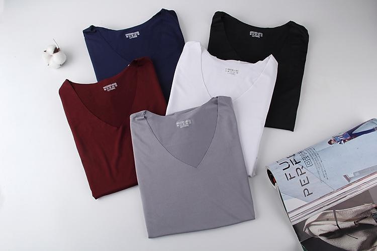Herr T-shirt Kortärmad V-hals Sommar Vår Enfärgad / vanlig färg Sömlös Grundläggande Ledigt Ledigt Dagligen Vinrött Svart Vit Topp t-shirt för män 2025 - $8.99 -P3