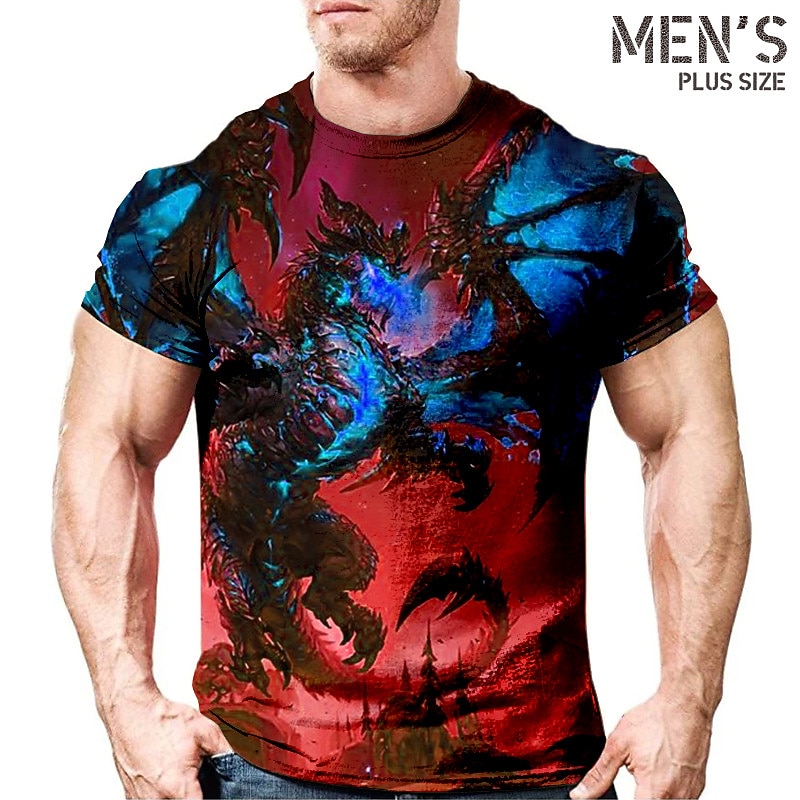 Men's Plus Size T shirt Tee Big and Tall Graphic Crew Neck Print Short Sleeve Spring & Summer Vintage Fashion Streetwear Basic Casual Sports Tops 2026 - $21.99 –P4