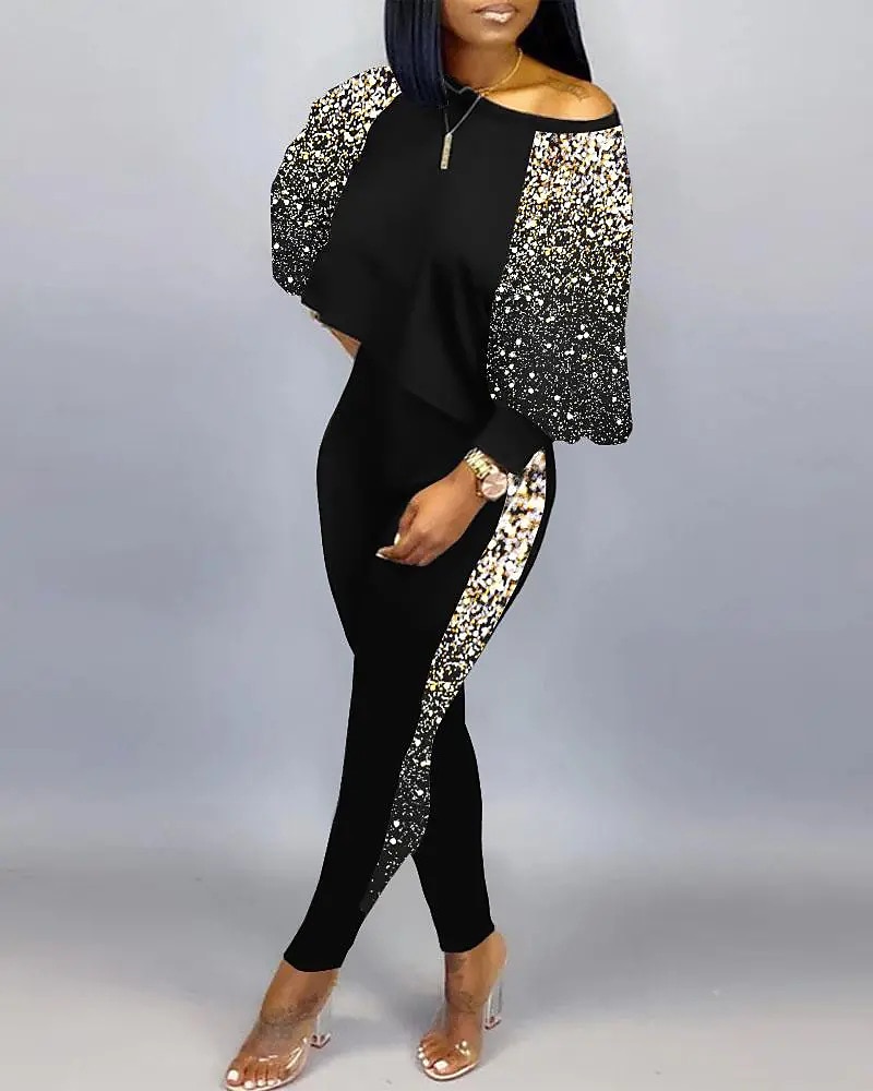 Women's Active Streetwear Tracksuit Pants Sets Sweatshirt Pants Trousers Long Sleeve Crew Neck Graphic Print Sports Outdoor Casual Silver Black Brown Fall & Winter Regular Fit 2025 - $32.99 –P14