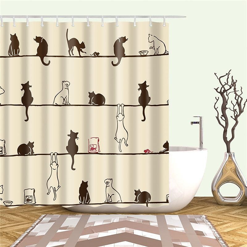 Shower Curtain with Hooks 180cm*180cm(70"*70") Polyester Washable Waterproof Animal Pattern for Kids 2025 - $25.99 –P11