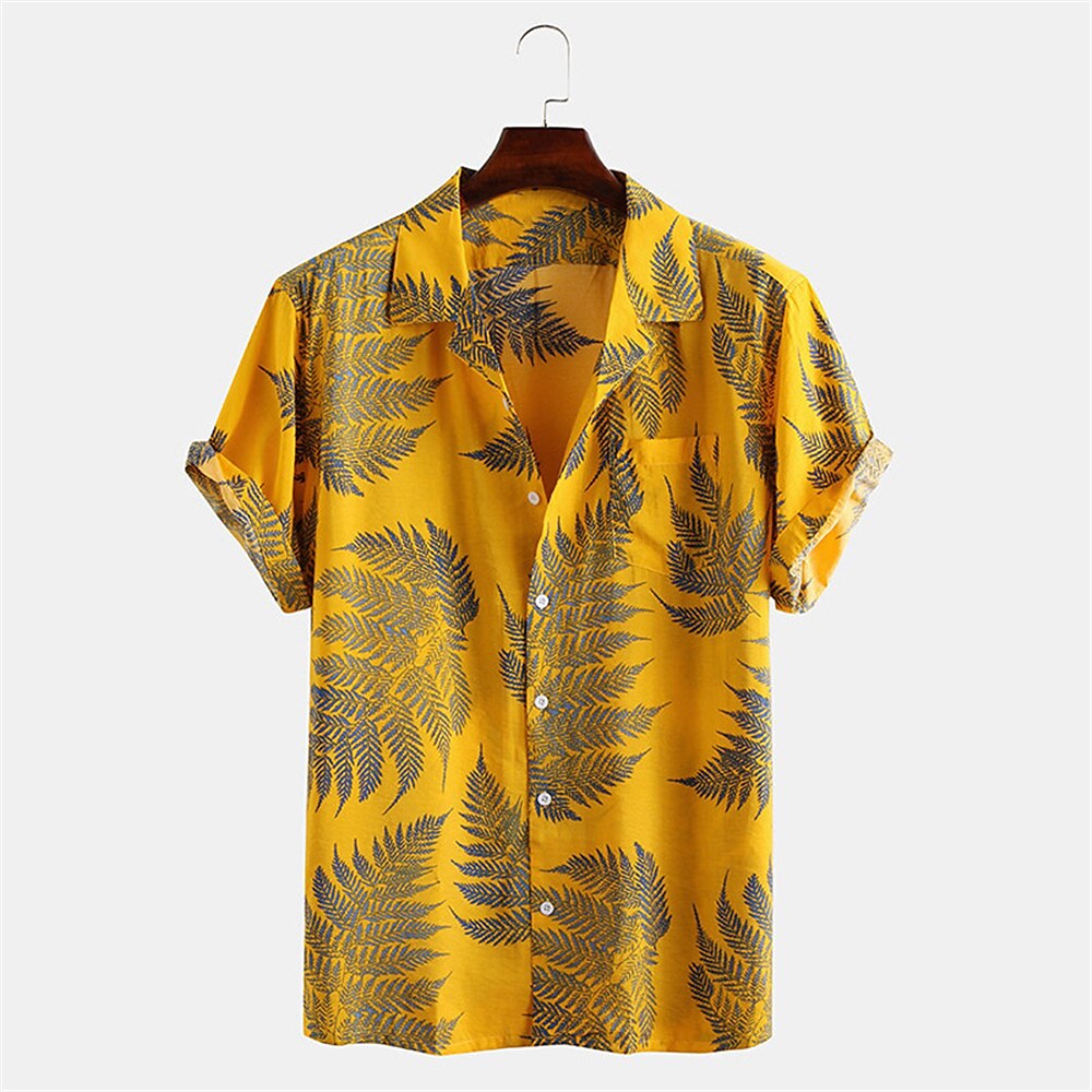Homme Feuille de palmier Plantes tropicales Chemise Chemise hawaïenne Chemise Camp Manche Courte Chemise Col Col rabattu Mode Hawaïen Design Extérieur Vacances Plein Air Jaune Rose Claire Vert Print de 2025 ? $24.99 –P6