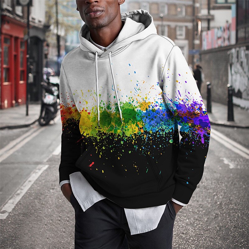 Homme Bloc de couleur Imprimés Photos Sweat à capuche Sweats à Capuche Sweat-shirt Sweat à capuche manche longue Sweat à capuche Capuche Vêtement de rue 3D effet du quotidien Des sports Noir et Blanc de 2025 ? $31.99 –P1