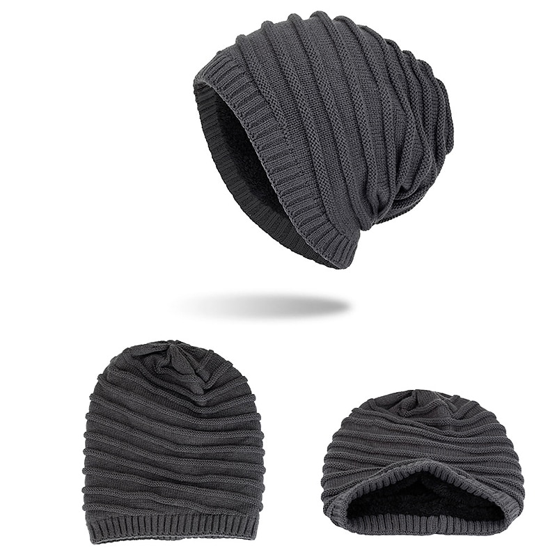 Herr Mössa Vinter hattar Holk Sticka manschetter Svart Vin Akrylik Fiber Stickat Fleece Mode Traditionell / Klassisk Friluftskläder Ledigt / vardag Slät Varm 2025 - $16.49 –P9