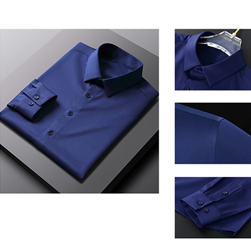 Homme Chemise Chemise sans repassage Mariage Bureau et carrière Noir Blanche Vert Claire Marine foncé manche longue Revers Printemps Automne Vêtement Tenue de 2026 ? $32.99 –P13