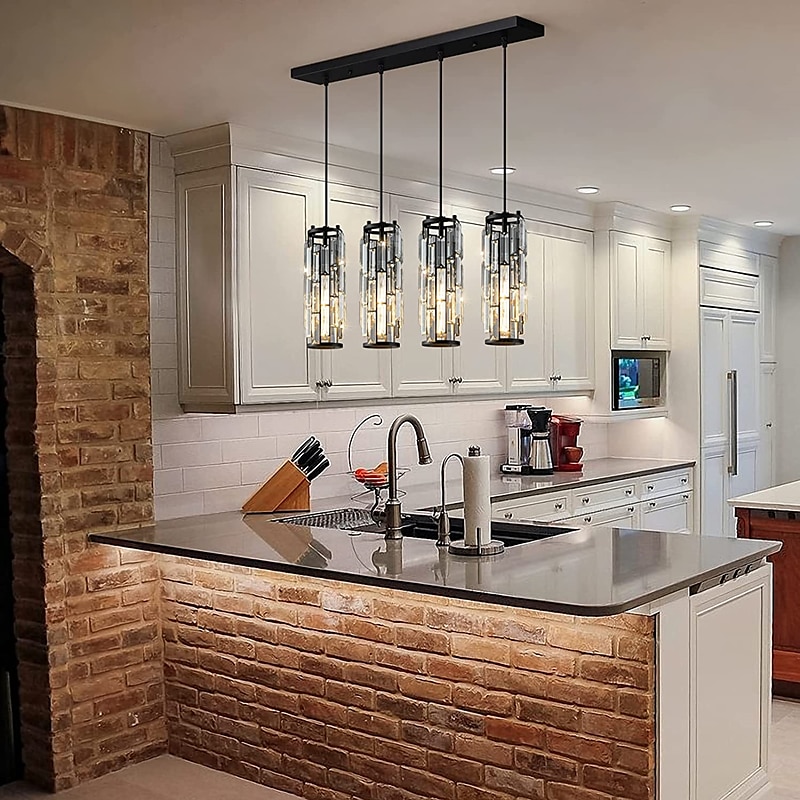 lampada a sospensione a led illuminazione a sospensione cromata/oro moderna lampada a sospensione mini lampadari di cristallo lampada a sospensione regolabile per sala da pranzo con isola cucina (1/3 del 2025 a $103.99 –P12