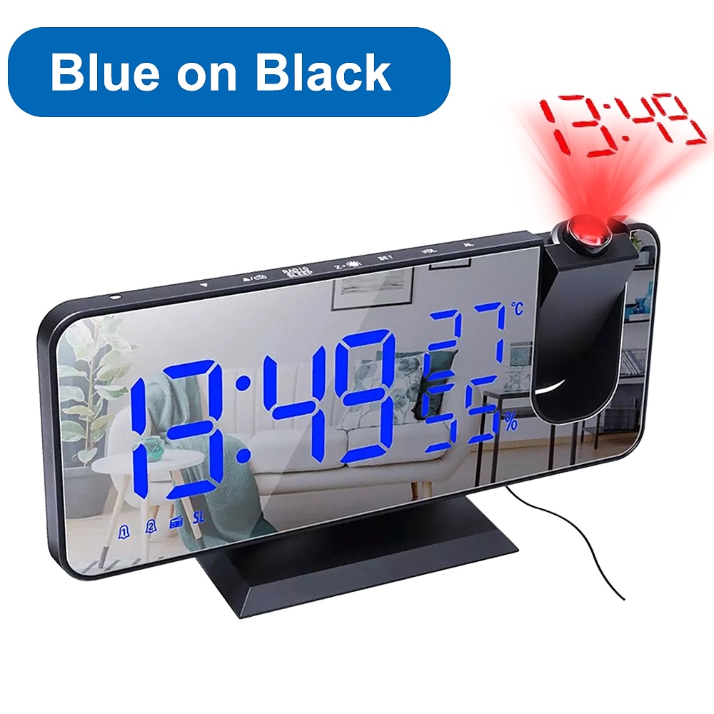 LED Digital Projection Alarm Clock Electronic Alarm Clock with Projection FM Radio Time Projector Bedroom Bedside Mute Clock 2025 - $44.99 –P8