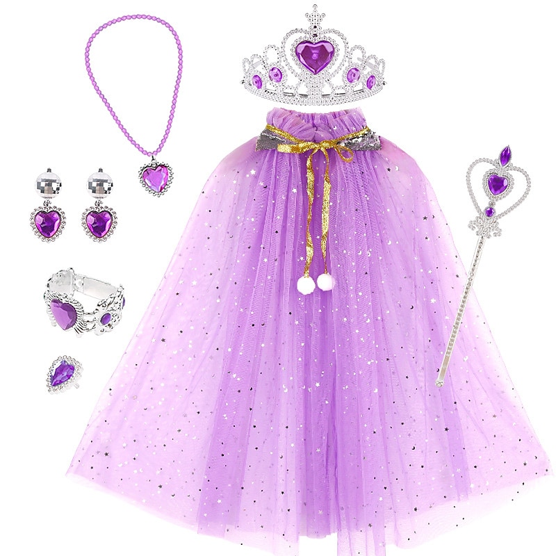 Das Set besteht aus einem Umhang, einer Tiara und Accessoires der Märchenprinzessin Elsa für Mädchen, ideal für Halloween, Filmkostüme, Cosplay, Karneval, Maskerade und andere festliche Anlässe. 2026 - $26.99 –P4
