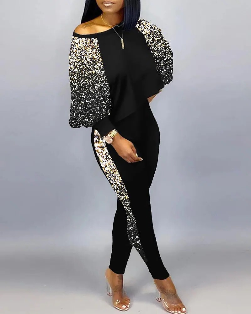 Women's Active Streetwear Tracksuit Pants Sets Sweatshirt Pants Trousers Long Sleeve Crew Neck Graphic Print Sports Outdoor Casual Silver Black Brown Fall & Winter Regular Fit 2025 - $32.99 –P13