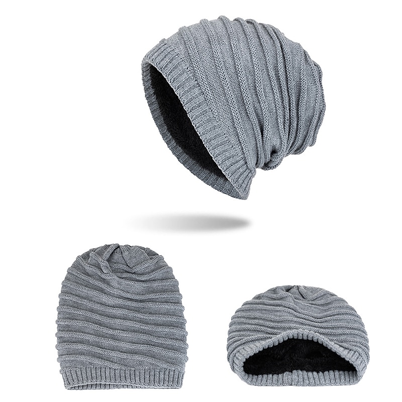 Herr Mössa Vinter hattar Holk Sticka manschetter Svart Vin Akrylik Fiber Stickat Fleece Mode Traditionell / Klassisk Friluftskläder Ledigt / vardag Slät Varm 2025 - $16.49 –P8