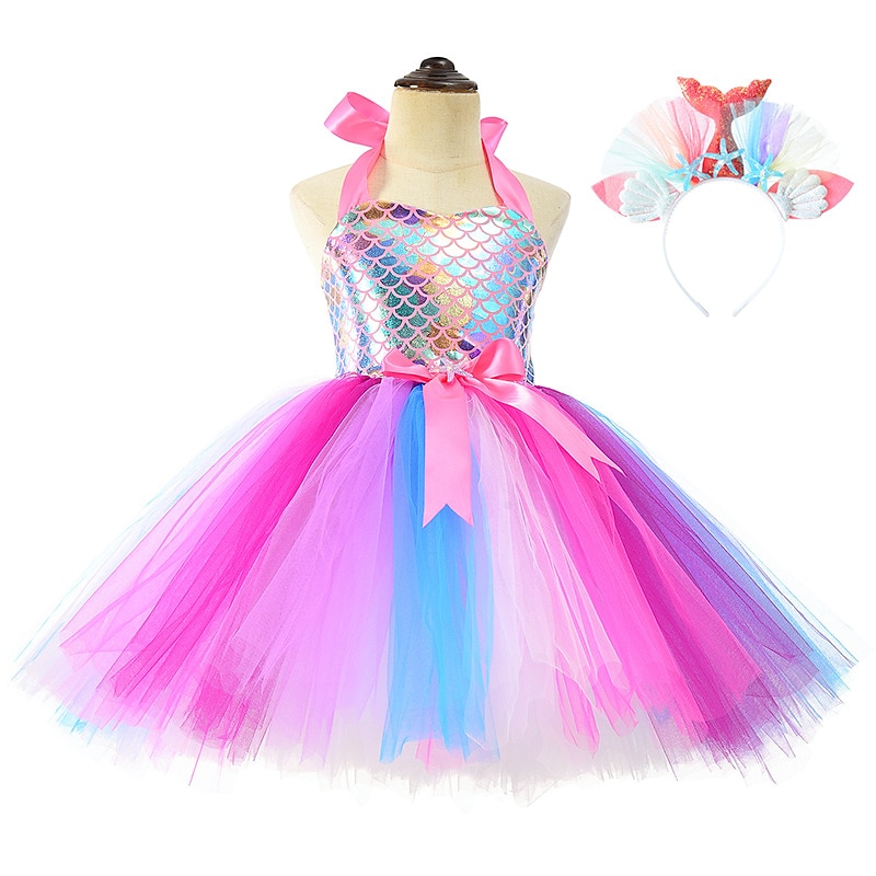 Meerjungfrau Meerjungfrau Ariel Aqua Princess Blumenmädchenkleid Themenparty-Kostüm Tüllkleider Cosplay for Mädchen Kinder Karneval Maskerade Hochzeit Hochzeitsgast 2026 - $39.99 –P3