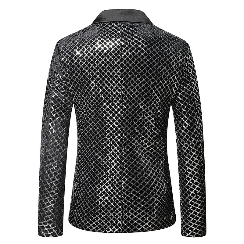Per uomo Giacca Feste Ufficio e carriera splendente All'aperto Tasche Strass Autunno Inverno A quadri Moda Top caldi Bavero Argenteo Oro Arcobaleno Giacca del 2025 a $54.99 –P6
