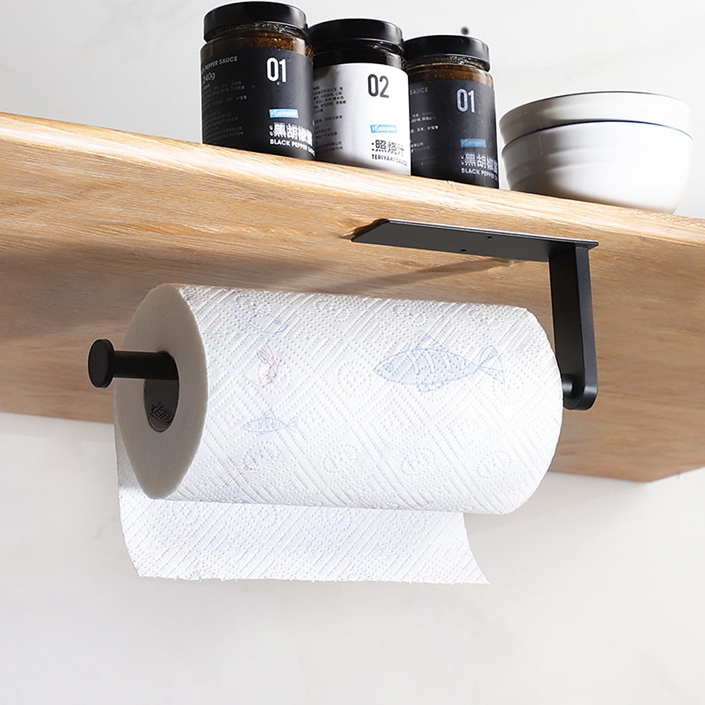 Paper Towel Holder Wall Mounted Under Cabinet Self Adhesive Paper Towel Rack  USA