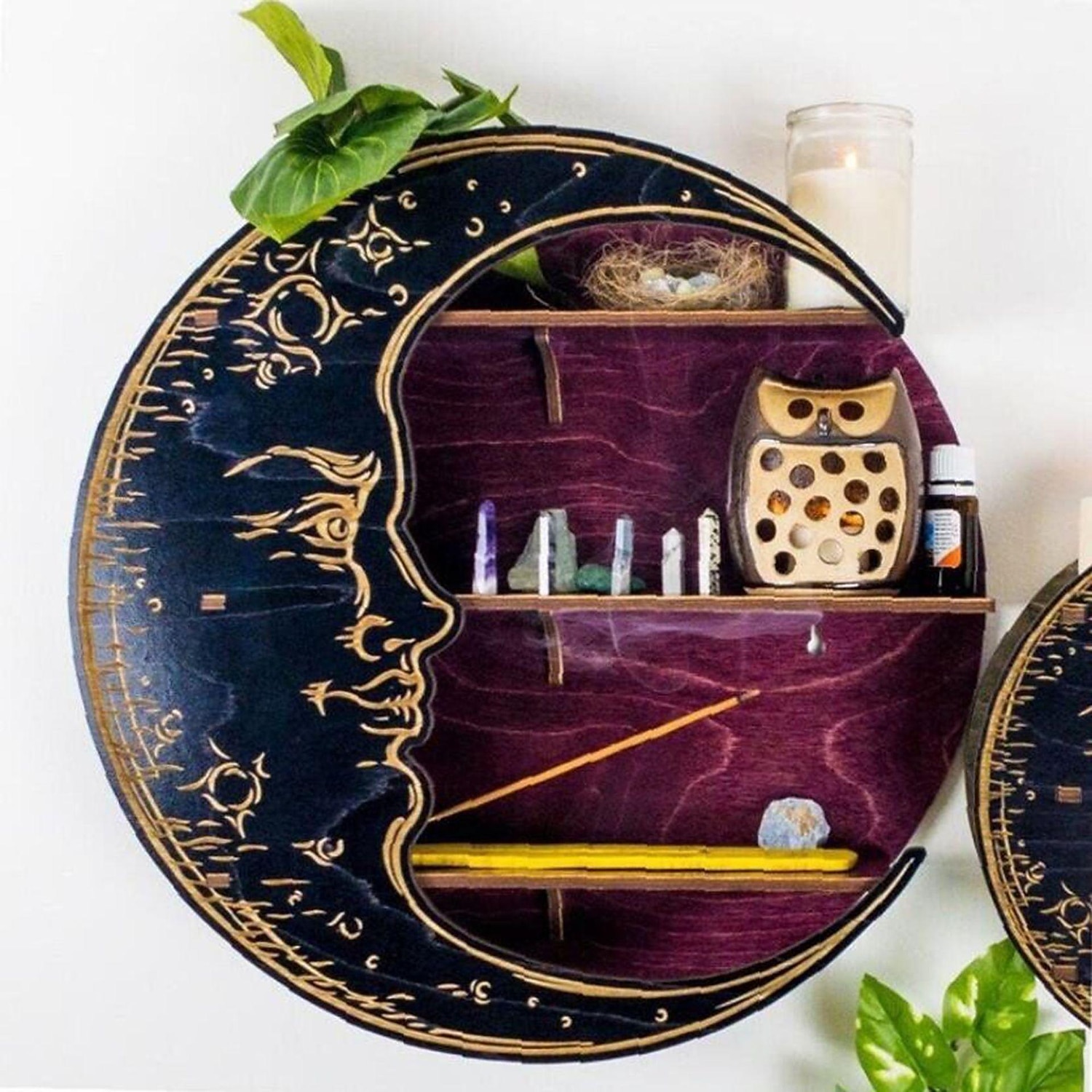 Wooden Moon Shelf for Crystals, Floating Shelves Made of Wood, Display Shelf for Essential Oil, Crescent Moon Floating Shelves, Rustic Storage Shelf for Living Room, Bedroom, Bathroom 2025 - $35.99 –P11