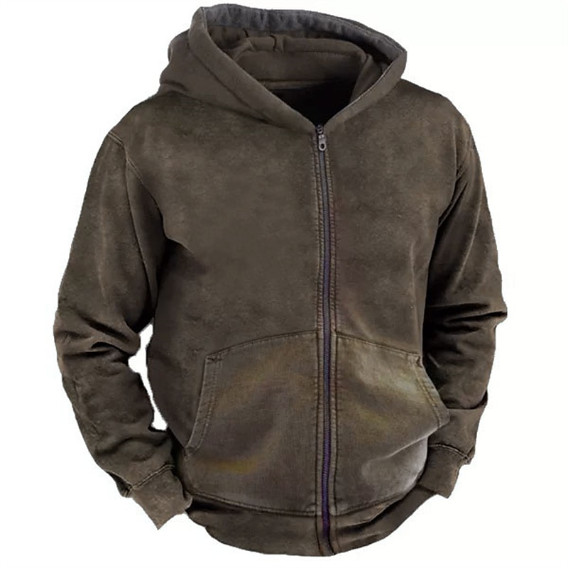 Men Casual Hoodie Sweatshirt Jacket Coat Outwear Zip Spring Basic