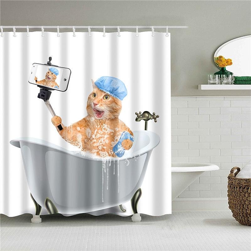 Shower Curtain with Hooks 180cm*180cm(70"*70") Polyester Washable Waterproof Animal Pattern for Kids 2025 - $25.99 –P3