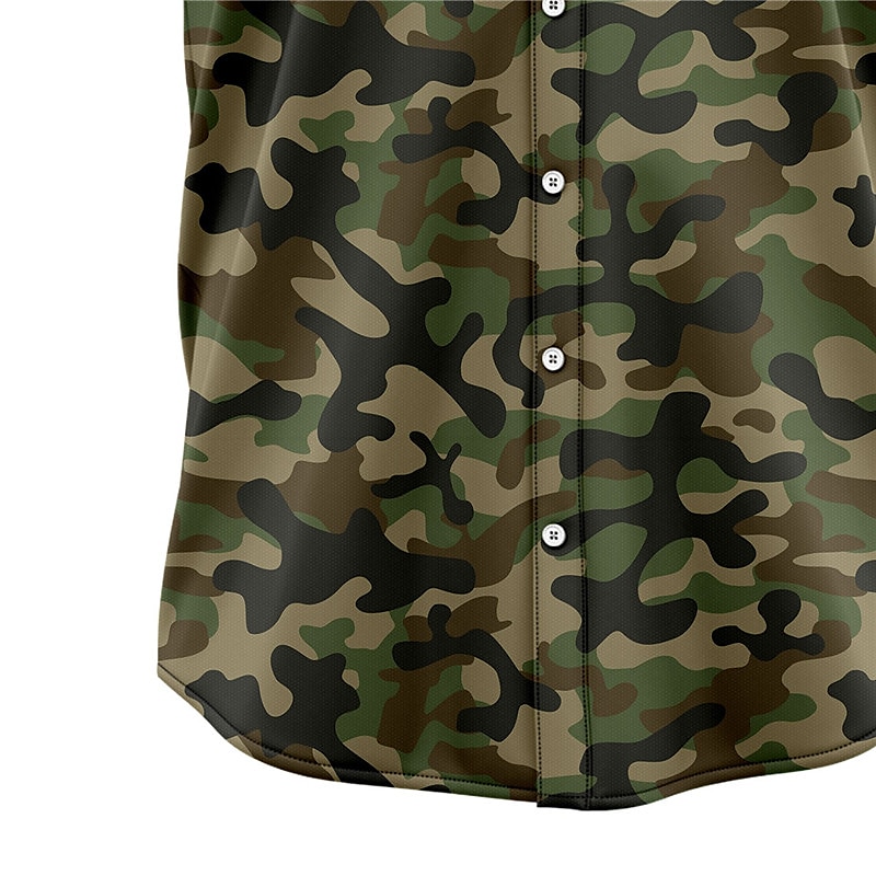 Per uomo Camouflage Camicia Camicia con bottoni Manica corta Tropicale Di tendenza Hawaiano Informale Per eventi Spiaggia Estate Primavera Collo ripiegabile Stampa Bottone giù Kaki+verde militare del 2025 a $24.99 –P3