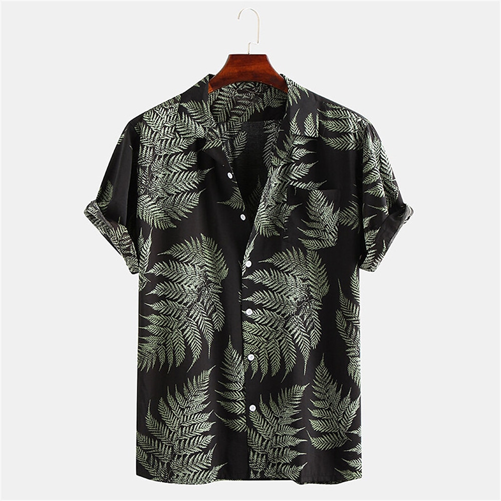 Homme Feuille de palmier Plantes tropicales Chemise Chemise hawaïenne Chemise Camp Manche Courte Chemise Col Col rabattu Mode Hawaïen Design Extérieur Vacances Plein Air Jaune Rose Claire Vert Print de 2025 ? $24.99 –P4