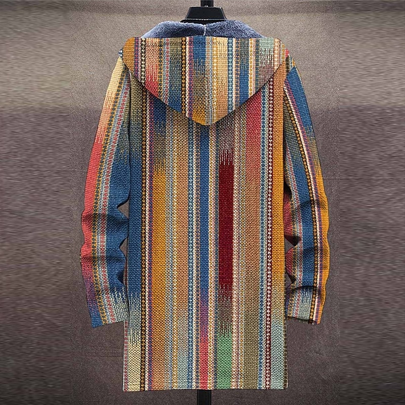 Herr Rand Geometri Gradvis Vinterkappa Fleece-jacka Kappa Håller värmen Andningsfunktion Bekväm Mode Streetwear Sport Sport & Utomhus Dagliga kläder Utekväll Dragkedja Ficka Mönster Höst vinter 2025 - $73.99 –P3