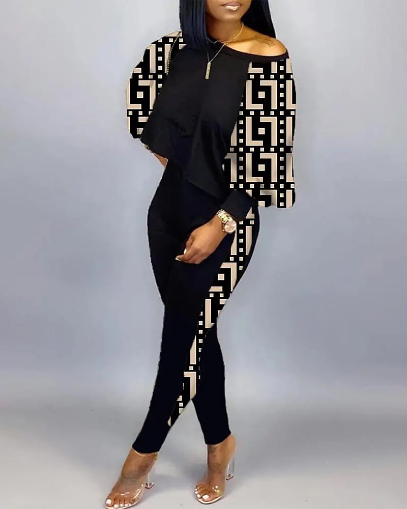Women's Active Streetwear Tracksuit Pants Sets Sweatshirt Pants Trousers Long Sleeve Crew Neck Graphic Print Sports Outdoor Casual Silver Black Brown Fall & Winter Regular Fit 2025 - $32.99 –P5