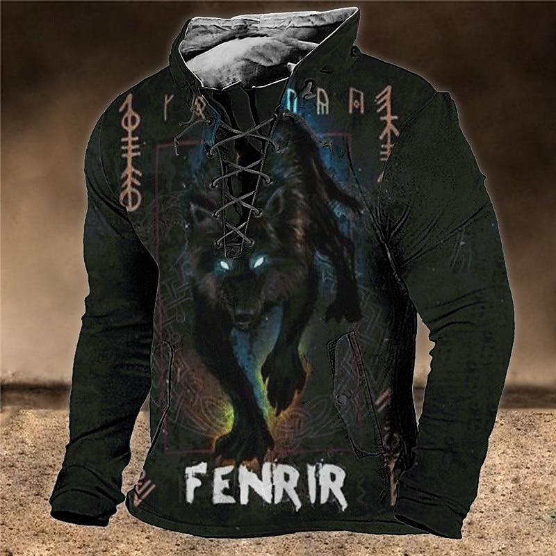 Per uomo Animale Lupo Stampe Grafiche Maglia Maglione Manica Lunga Felpa Colletto Mao Streetwear Designer Essenziale Stampa 3D Sport & Outdoor Casuale Quotidiano Allacciato Primavera & Autunno del 2026 a $38.99 –P4
