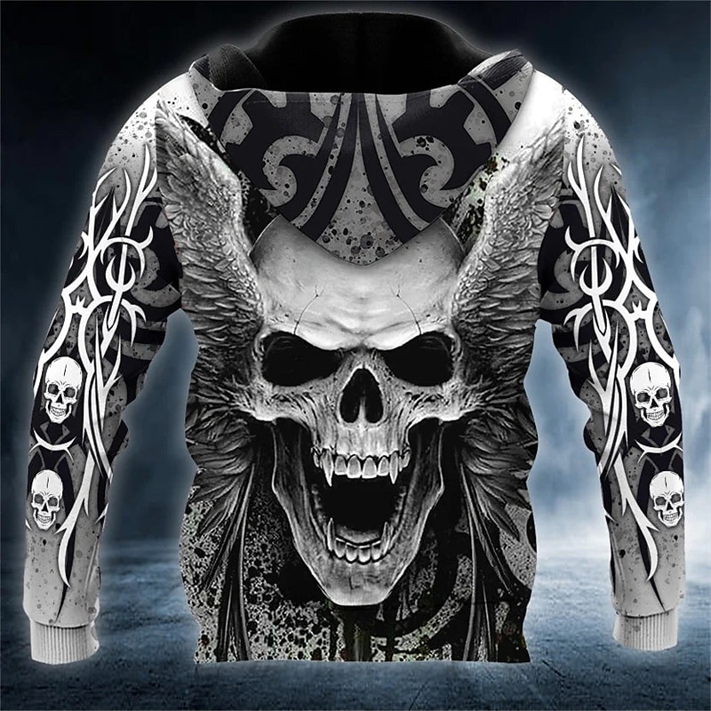 Men's Skull Graphic Prints Hoodie Hoodies Sweatshirt Pullover Hoodie Sweatshirt Long Sleeve Hooded Sweatshirt Hooded Streetwear 3D Print Daily Sports Gray Print Spring & Fall Designer 2025 - $29.99 –P2