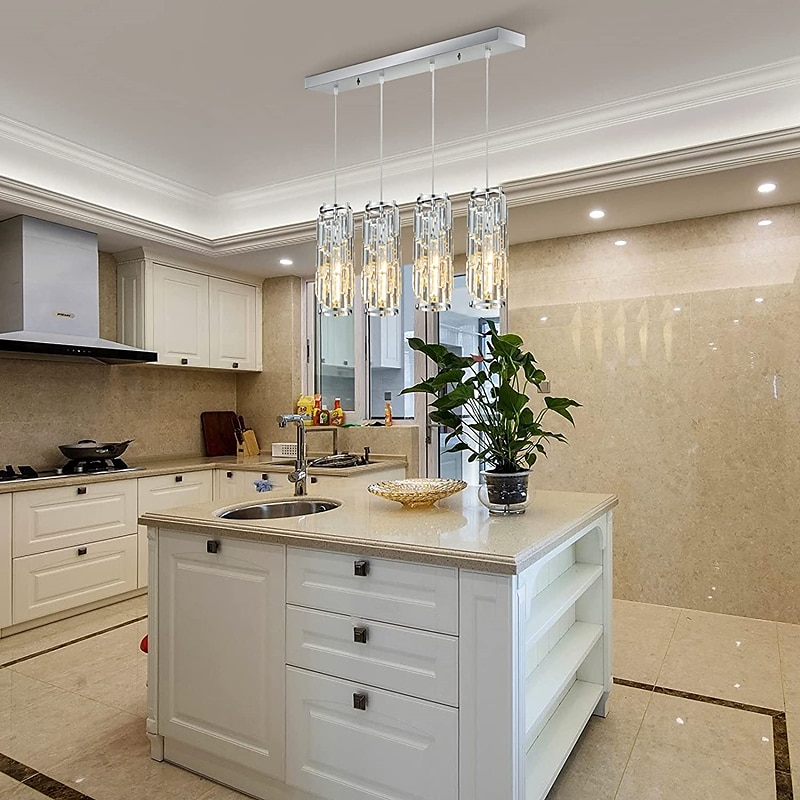 lampada a sospensione a led illuminazione a sospensione cromata/oro moderna lampada a sospensione mini lampadari di cristallo lampada a sospensione regolabile per sala da pranzo con isola cucina (1/3 del 2025 a $103.99 –P15
