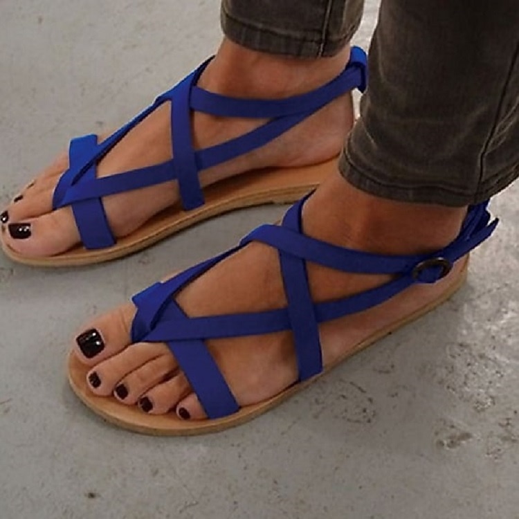 Femme Sandales Bohème Sandales plates du quotidien Eté Talon Plat Bout ouvert Daim Mocassins Noir Bleu Marron de 2025 ? $36.99 –P3