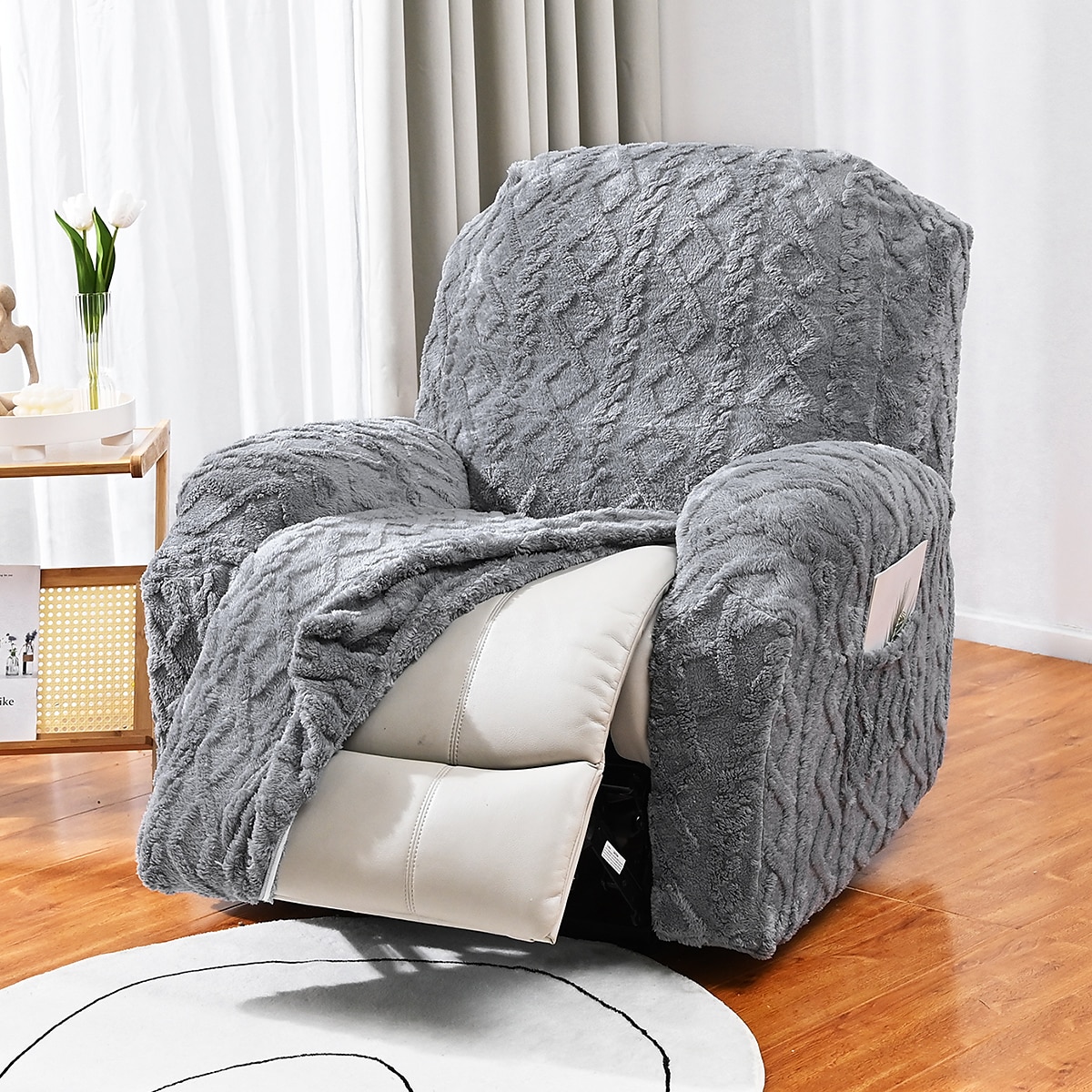 1 sete fløyel lenestoltrekk, stretch jacquard lenestoltrekk for 1 pute lenesofa, 1 sete lenestol sofatrekk, veldig myk, maskinvaskbar 2025 - $54.99 –P7