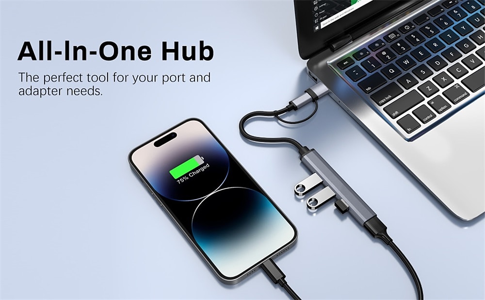 концентратор usb 3.0 4/7-портовый для ноутбука сплиттер концентратора usb c многопортовый адаптер для macbook компактный USB-концентратор данных для mac pro mini ipad pro surface pro lash drive mobile 2025 - $16.99 –P5