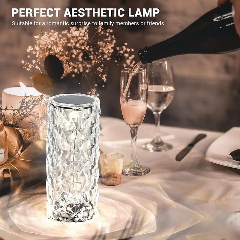 Crystal Table Lamp Rose Light LED Projector 3 Colors Touch Adjustable Romantic Diamond Atmosphere Light USB Touch Night Light For Bar, Bedroom, Christmas Valentine's Gift For Kids Girls Lover 2025 - $17.99 –P11