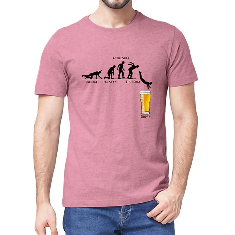 Bărbați Bere Uman Tricou Tricouri 100% Bumbac Manșon scurt Grafic Cămaşă Heather Grey Negru Alb Tricou confortabil Casual Festivalul de Bere Îmbrăcăminte de designer de modă 2025 - $15.99 –P17