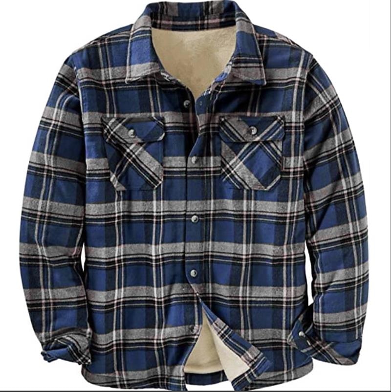 Per uomo Plaid Camicia di flanella Sopracamicia Manica Lunga Camicia Collo ripiegato Streetwear Quotidiano Stampa Giallo Chiaro Vinaccia Rosso+Grigio+Nero Nero + grigio scuro + blu navy Blu Bottonato del 2025 a $9.59 –P17