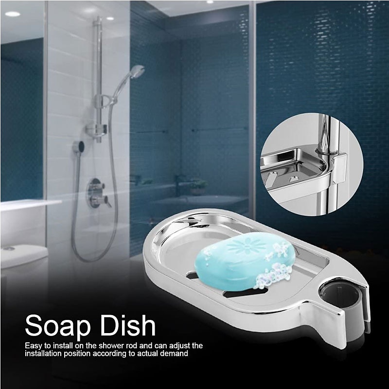 Shower Rail Soap Dish Box Soap Holder Soap Pallet Shower Rod Slide Bar ABS Chrome for Sliding Bar Bathroom Tray Soap Box Slide Bar Soap Dish Holder Replacement Soap Pallet 2025 - $9.99 –P1
