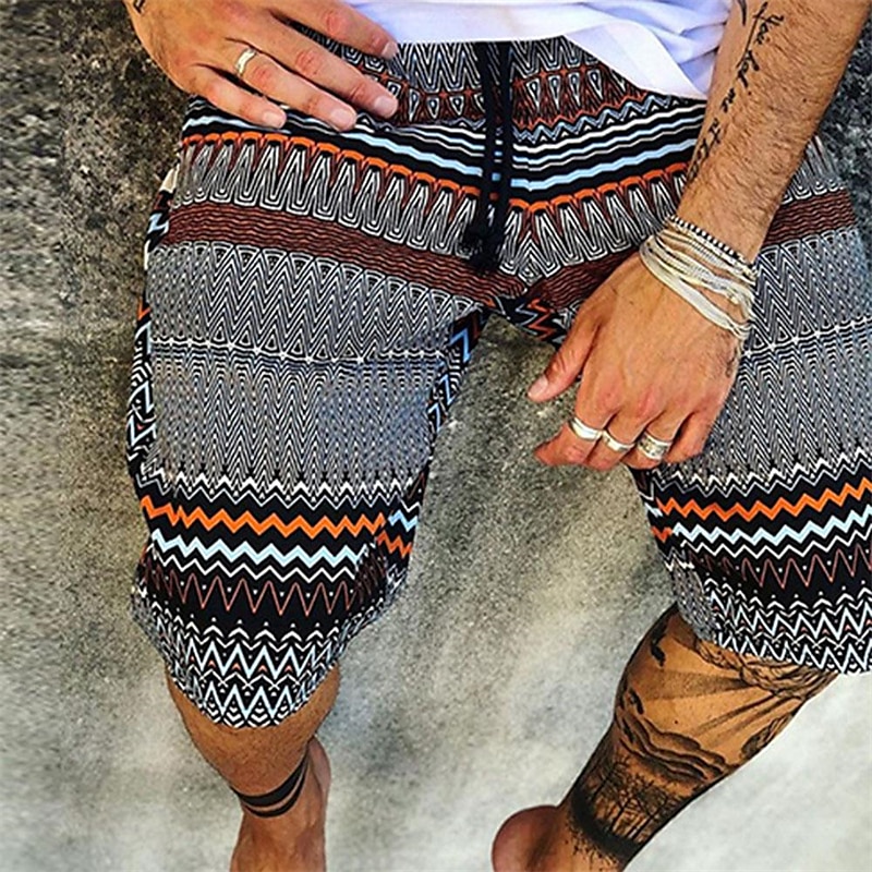 Men's Geometric Skull Stripe Swim Trunks Swim Shorts Board Shorts Low Waist Casual Hip-Hop Outdoor Daily Holiday Print Straight Leg Designer Clothing Apparel 2025 - $19.99 –P6