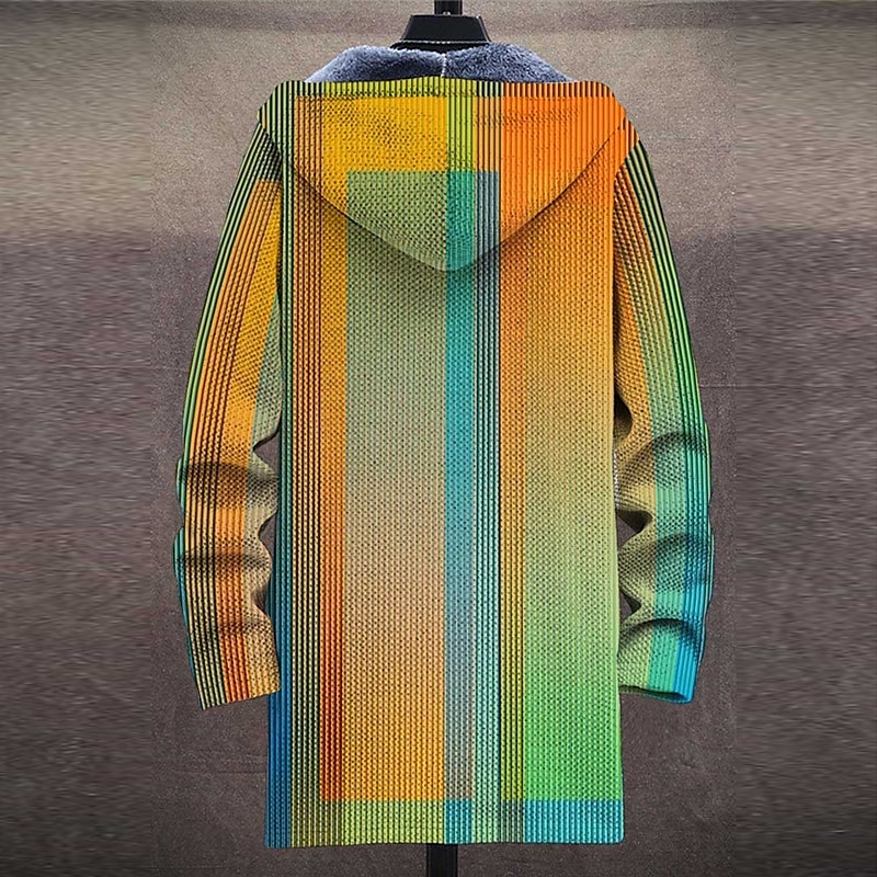 Herr Rand Geometri Gradvis Vinterkappa Fleece-jacka Kappa Håller värmen Andningsfunktion Bekväm Mode Streetwear Sport Sport & Utomhus Dagliga kläder Utekväll Dragkedja Ficka Mönster Höst vinter 2025 - $73.99 –P4