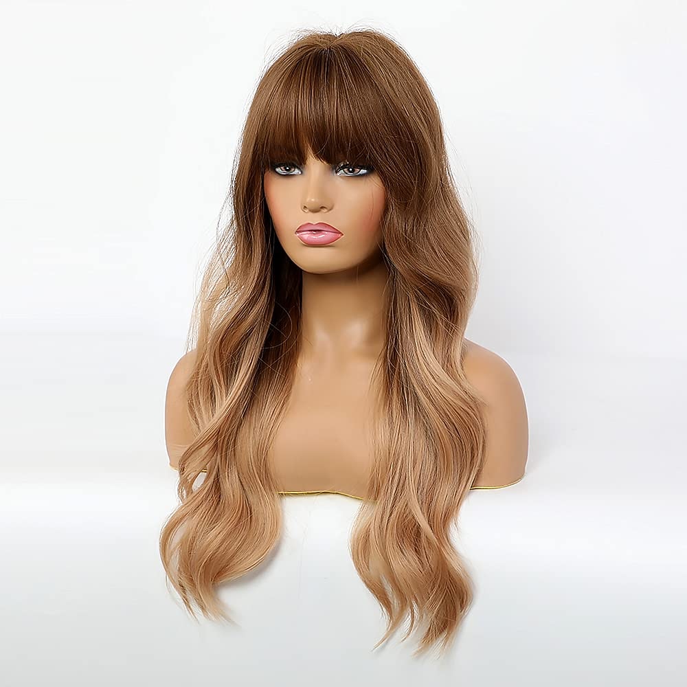 parrucca bionda lunga ombre per le donne 26 pollici parrucche ondulate bionde sintetiche parte centrale capelli resistenti al calore lunga parrucca bionda per abbigliamento da festa quotidiano del 2025 a $36.99 –P14