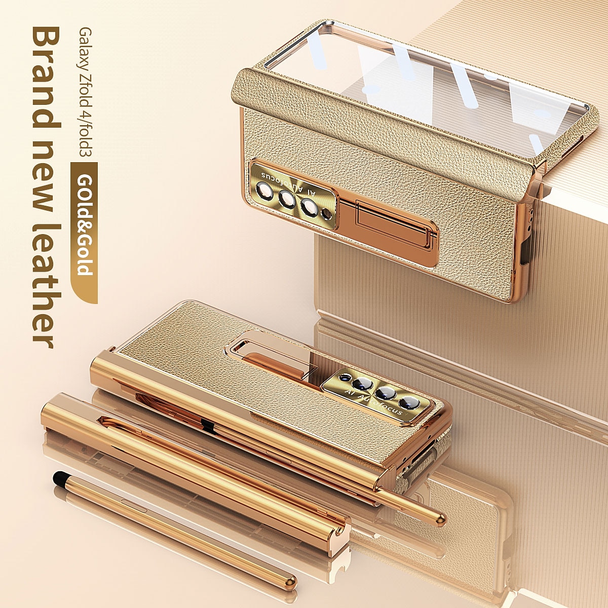 Phone Case Plating Leather Case For Samsung Galaxy Z Fold 6 Z Fold 5 Z Fold 4 Fold 3 Magnetic Kickstand with Pencil Holder(without Pen) Carbon Fibe Screen Protector Phone C Bumper Frame PC PU Leather 2025 - $55.99 –P12
