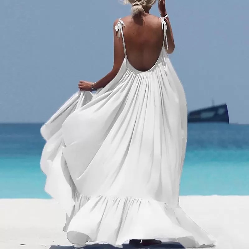Women's Maxi long Dress Casual Dress Swing Dress Fashion Sexy Dress Vacation Date Loose Fit Pure Color Sleeveless Spaghetti Strap Black White Yellow Red Summer Spring Fall 2025 - $34.99 –P1