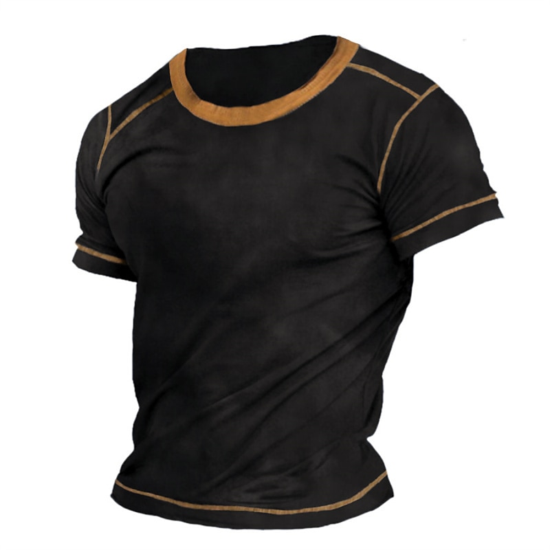 Men's T Shirt Short Sleeves Crew Neck Summer Plain / Solid Designer Basic Modern Contemporary Vacation Street Going out Black Brown Grey Top Tee for Men 2025 - $13.49 –P3
