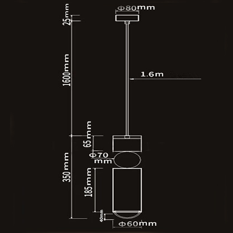 6 cm led pendellys øylys enkel design metallsylinder galvanisert moderne 220-240v 2025 - $107.99 –P1