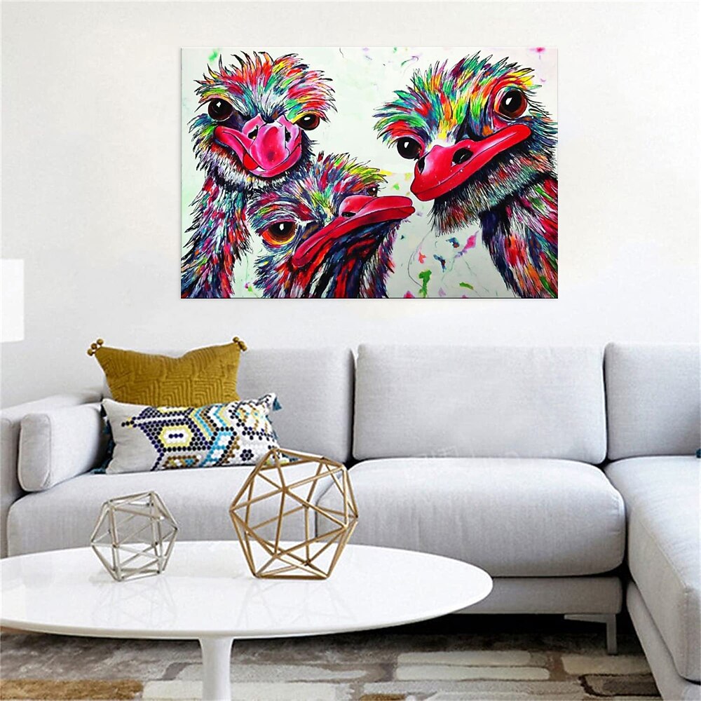 Handmade Oil Painting Canvas Wall Art Decoration Modern Cute Animal Ostrich Family for Home Decor Rolled Frameless Unstretched Painting 2026 - $110.99 –P2