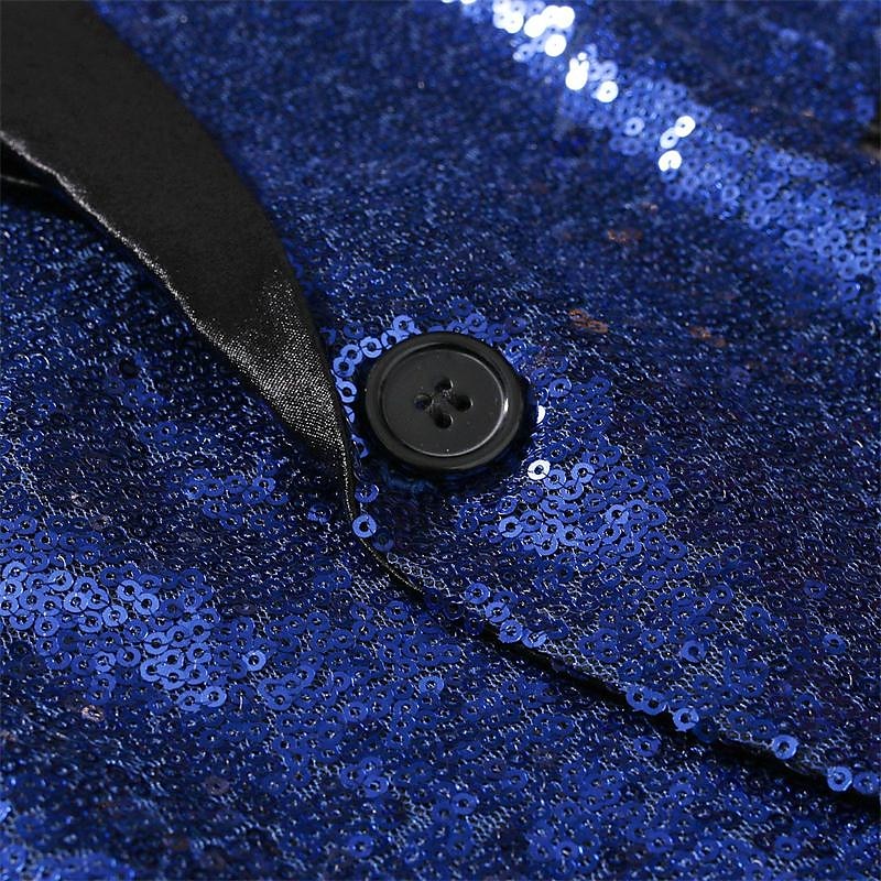 Men's Blazer Cocktail Party Bar Shining Outdoor Pocket Sequin Fall Winter Plain Stylish Warm Ups Shawl Collar Black Silvery Wine Royal Blue Gold Jacket 2025 - $63.99 –P14