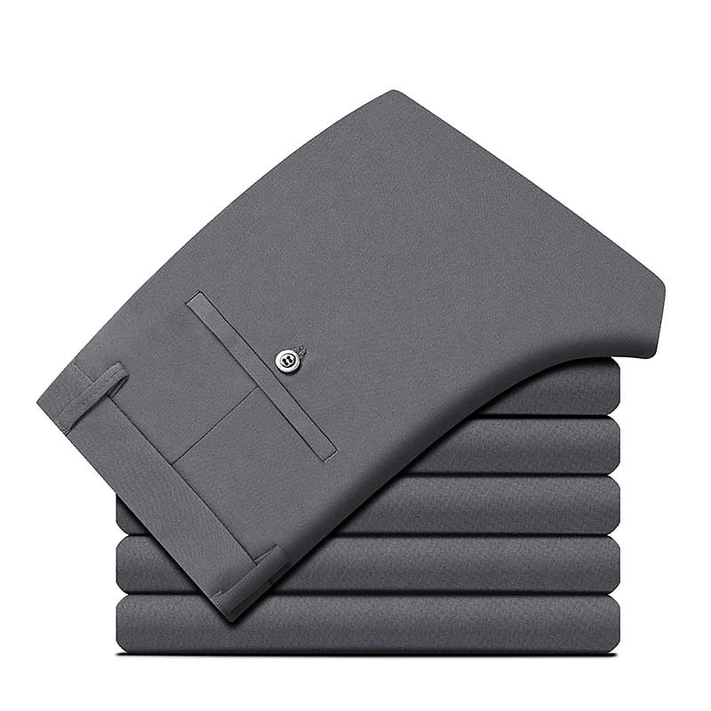 Homens Social Calças Bolsos Perna reta Tecido Casamento Escritório Trabalho Chique & Moderno Formal Preto Azul Marinha Cintura Alta Micro-Elástica de 2026 por $24.99 –P8