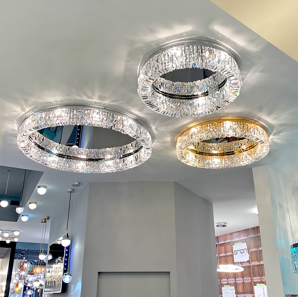 60 cm עיצוב ייחודי נורות תקרה פלדת אל חלד כרום LED סגנון נורדי 110-240 V 2025 - $687.89 –P2