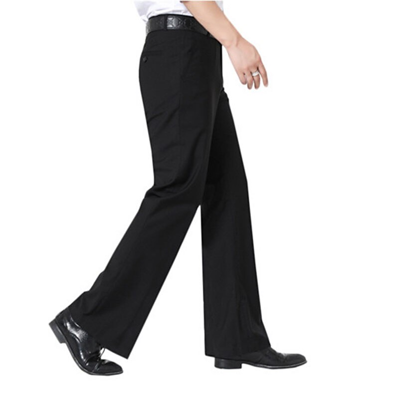 Herre Eksamen Dressbukser Flared bukser Slengbukse Bukser Lomme Rett ben Ensfarget Komfort Bryllup Kontor Virksomhet Gatemote Retro Rød Svart Dyp Blå Mikroelastisk 2025 - $57.99 –P4