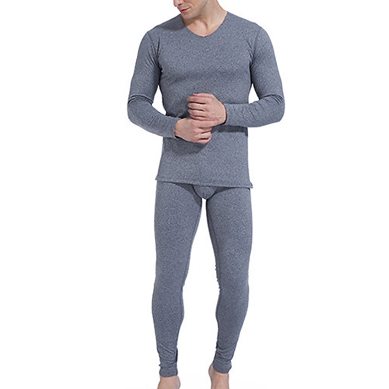 Herr Beställ två storlekar större Termiskt underställ Sovkläder Termiskt set 1set Ren färg Stylish Ledigt Komfort Hem Dagligen Polyester Komfort Varm V-hals Långärmad Höst Vinter Svart Vin 2025 - $9.49 –P13