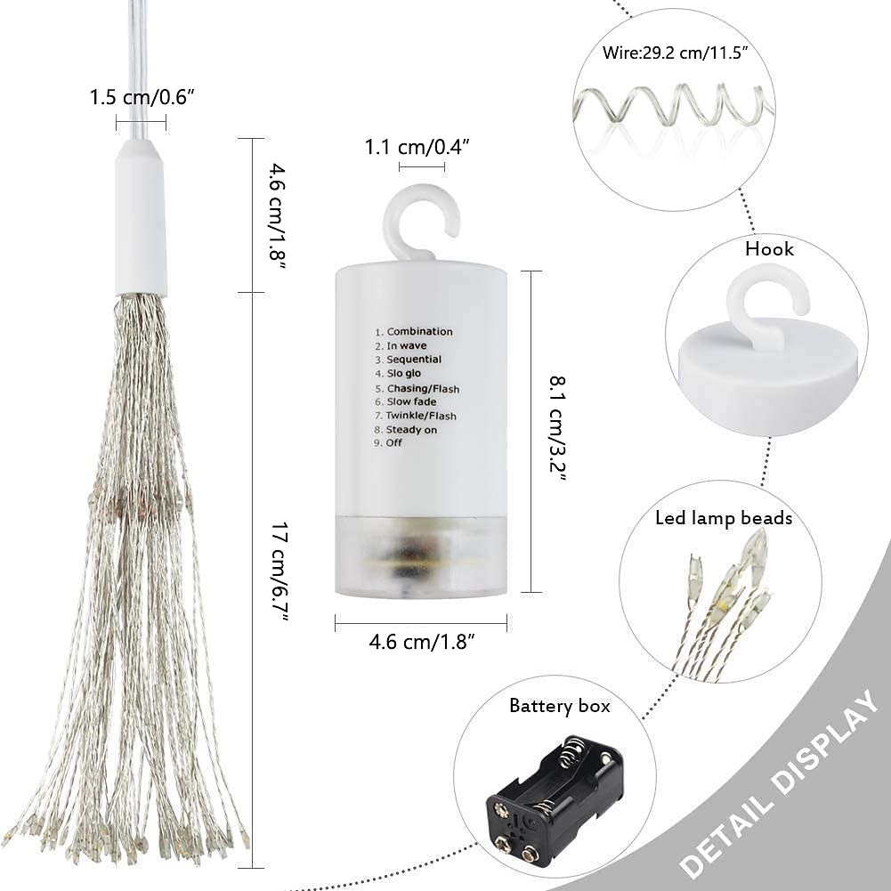 4-pack fyrverkeriljus julbelysning dekorationer starburst led koppartråd lampor 8 lägen batteridrivna fairy lights med fjärrstyrt bröllop jul dekorativa hängande ljus för fest uteplats trädgård 2025 - $35.99 –P2