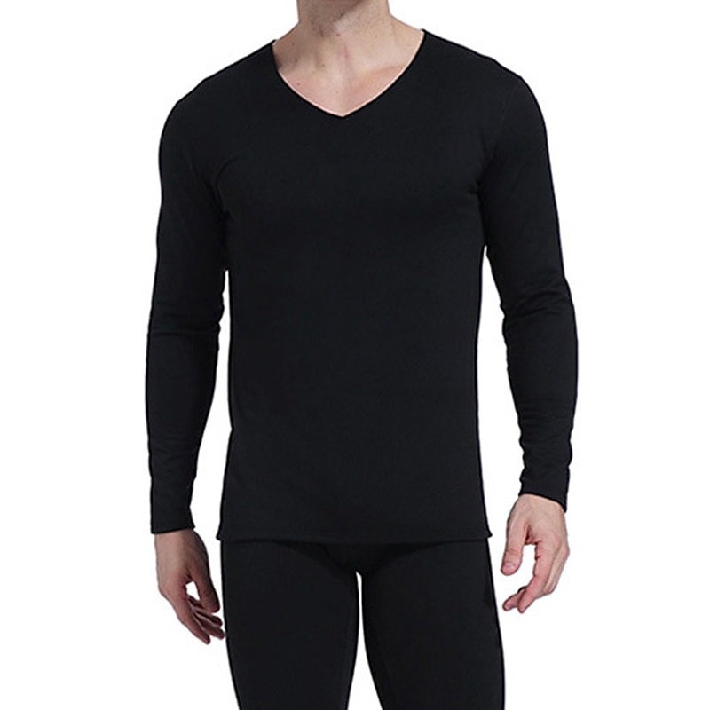 Herr Beställ två storlekar större Termiskt underställ Sovkläder Termiskt set 1set Ren färg Stylish Ledigt Komfort Hem Dagligen Polyester Komfort Varm V-hals Långärmad Höst Vinter Svart Vin 2025 - $9.49 –P1