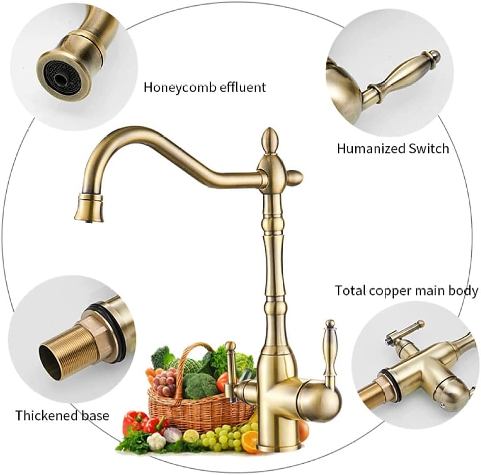 dubbele hendel keuken zuiveren kranen gootsteen mengkraan, 360 rotatie waterzuivering uitloop badrandcombinaties, dubbele handgreep eengats vat kraan met koude en warme slang 2025 - $137.99 –P3