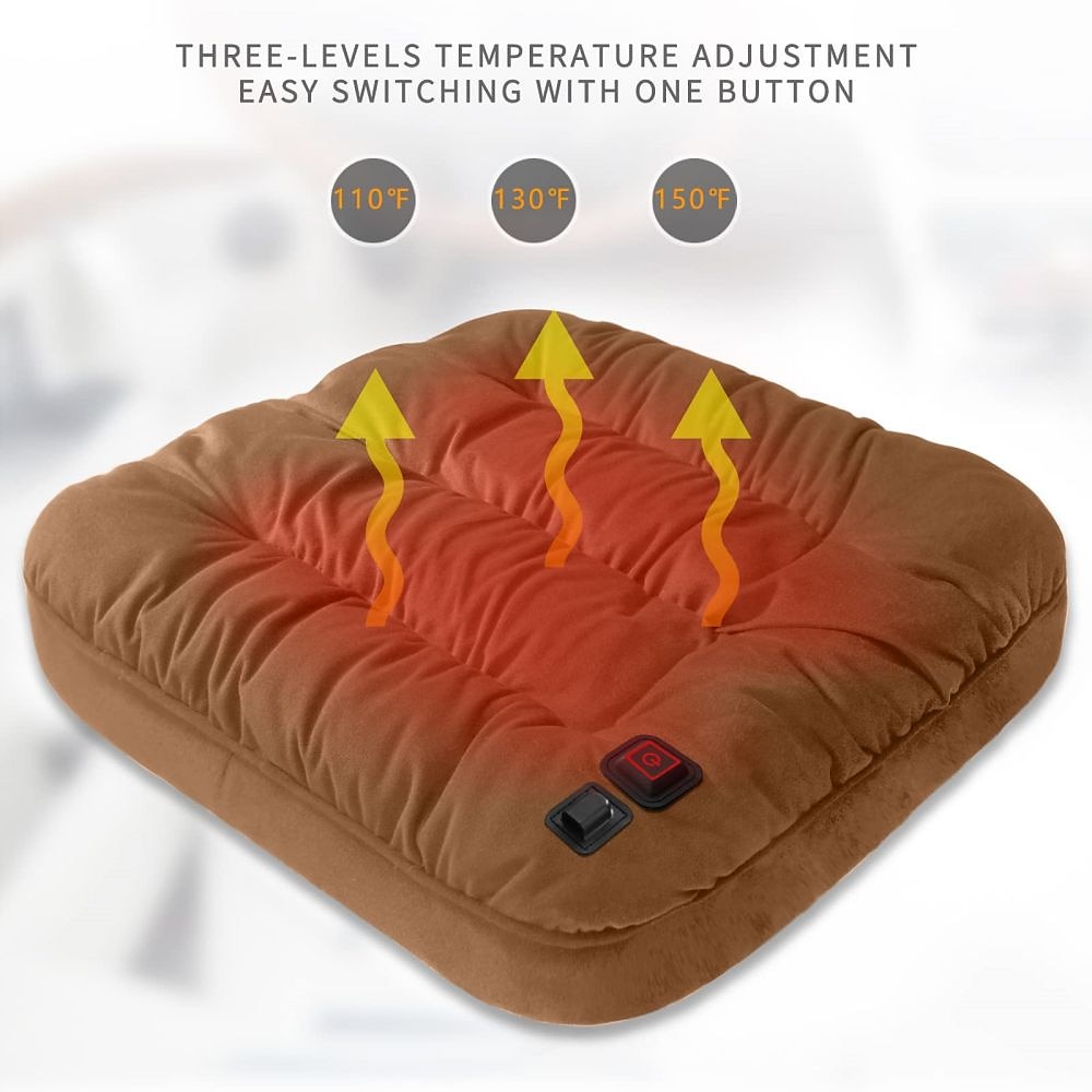 Thicken Seat Cushion,Electric Heated USB Power,Fast Heating,Non-Slip  Bottom,Portable Soft Office Chair Cushion for Warmer and Pain Relief 